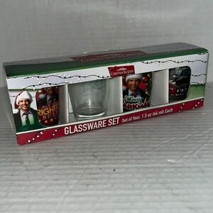 National Lampoon's Christmas Vacation Glassware Set 4 shot glasses 1.5 oz -44 ml